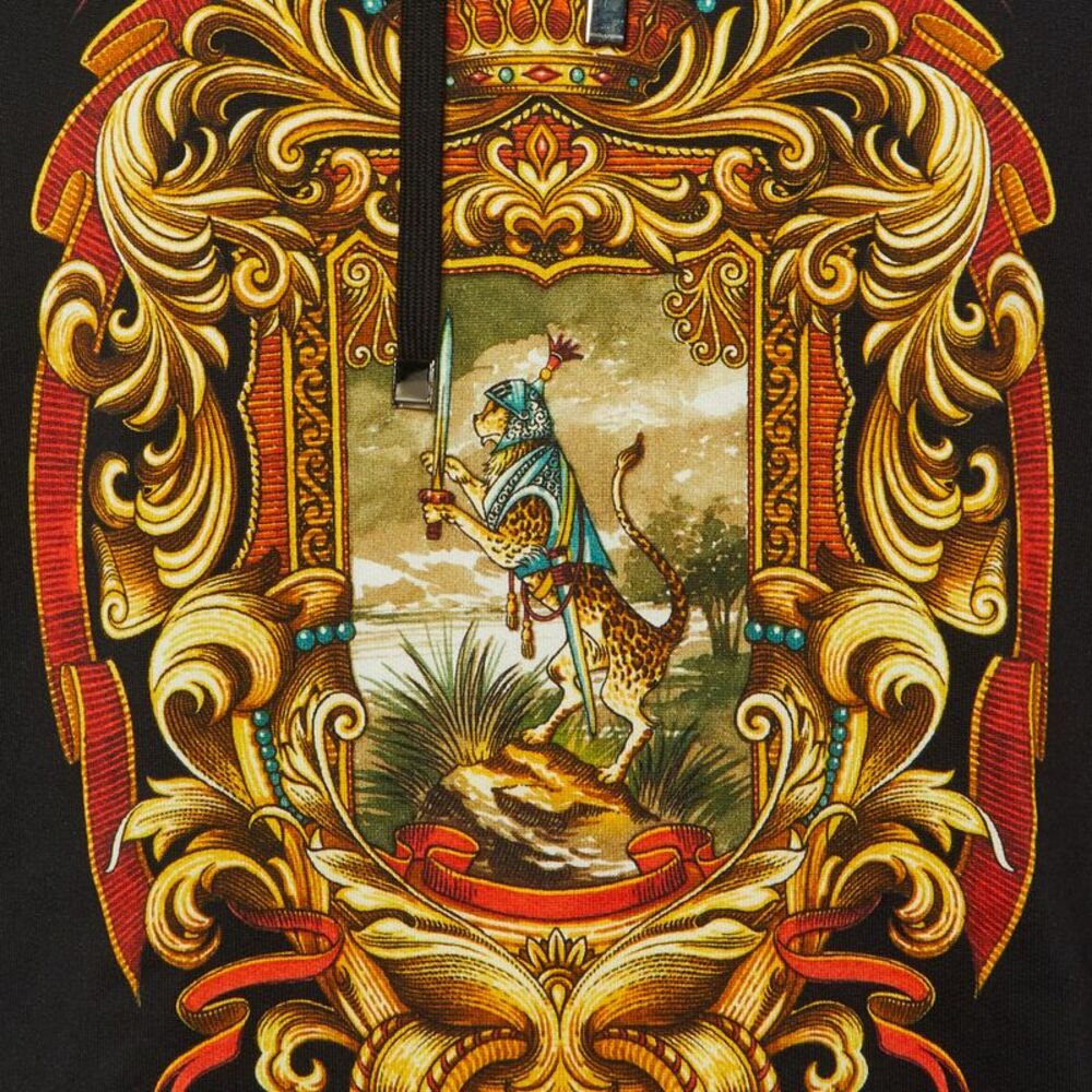 Dolce & Gabbana Black Printed Cotton Hooded Sweatshirt  M - Picture 3 of 6